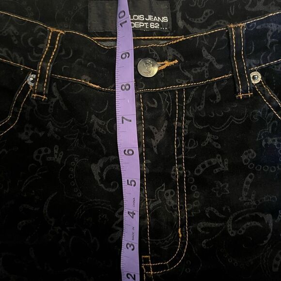 90s vintage black velvet jacquard mid rise bootcut pants - Picture 10 of 12